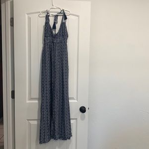 Lulu’s
Field Day Navy Blue Print Tie-Strap Maxi Dress